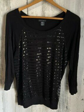 CC31 black long sleeve w/ sequin/ sheer material front doki geki small sm